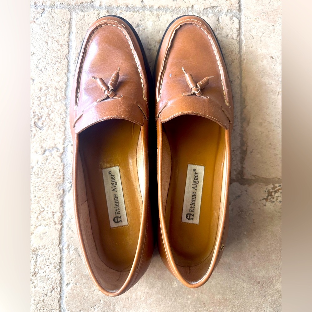 Tan Leather Loafers by Etienne Aigner